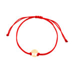 Bransoletka złota z drzewkiem na czerwonym sznurku