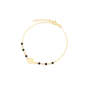 Bransoletka złota z koniczyną i czarnymi spinelami