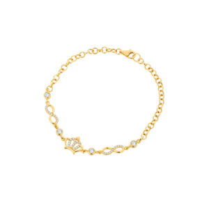 Bransoletka złota z koroną z cyrkoniami