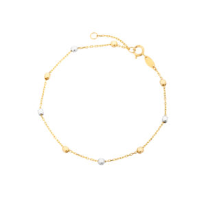 Bransoletka złota z kosteczkami i białym złotem