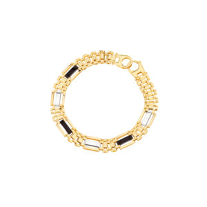 Bransoletka złota z onyksem i białym złotem