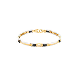 Bransoletka złota z onyksem i białym złotem