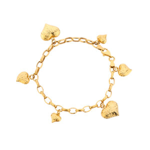 Bransoletka złota z sercami