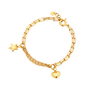 Bransoletka złota z sercem i gwiazdką