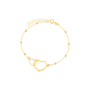 Bransoletka złota z sercem i kulkami