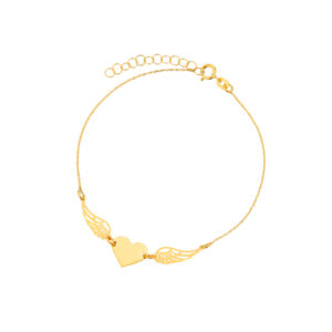 Bransoletka złota z sercem i skrzydłami