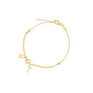 Bransoletka złota z sercem, kłódką i kluczykiem