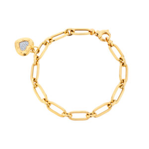 Bransoletka złota z sercem z cyrkoniami