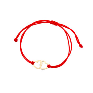 Bransoletka złote seduszka na czerwonym sznurku