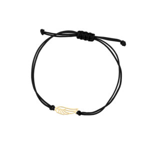 Bransoletka złote skrzydło na czarnym sznurku
