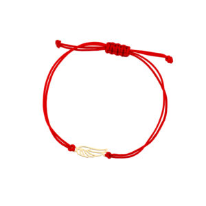 Bransoletka złote skrzydło na czerwonym sznurku