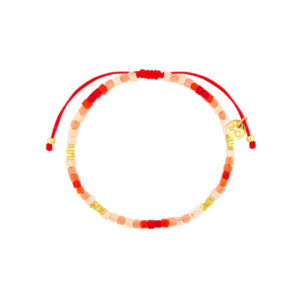 Bransoletka żółto czerwone kryształy na sznurku