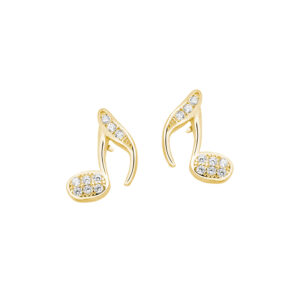 Kolczyki pozłacane nutki z cyrkoniami