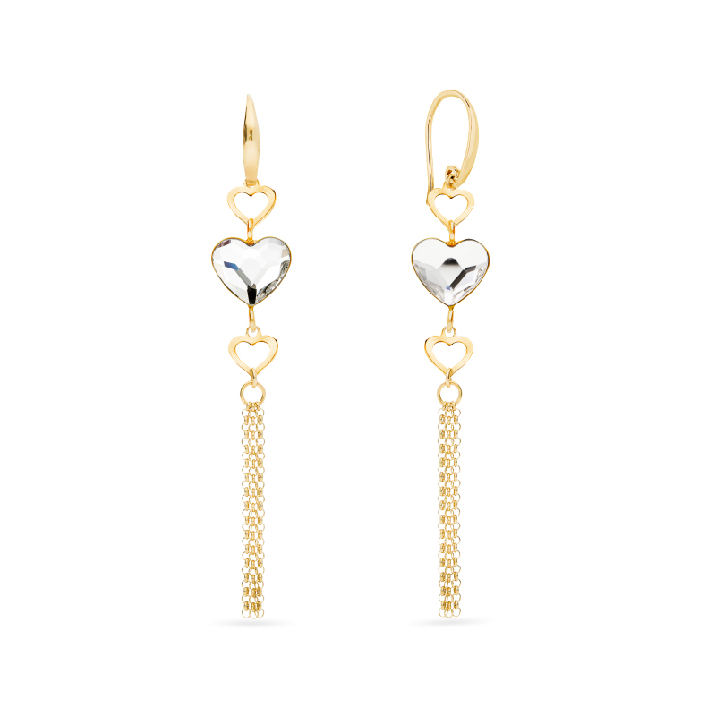 Kolczyki pozłacane serce z kryształami Kolczyki pozłacane serce z kryształami