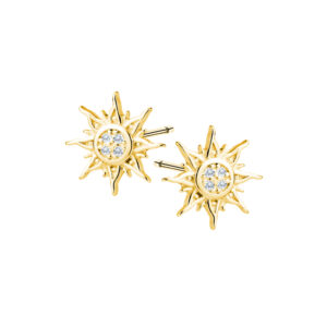 Kolczyki pozłacane słońce z cyrkonią Sztyft