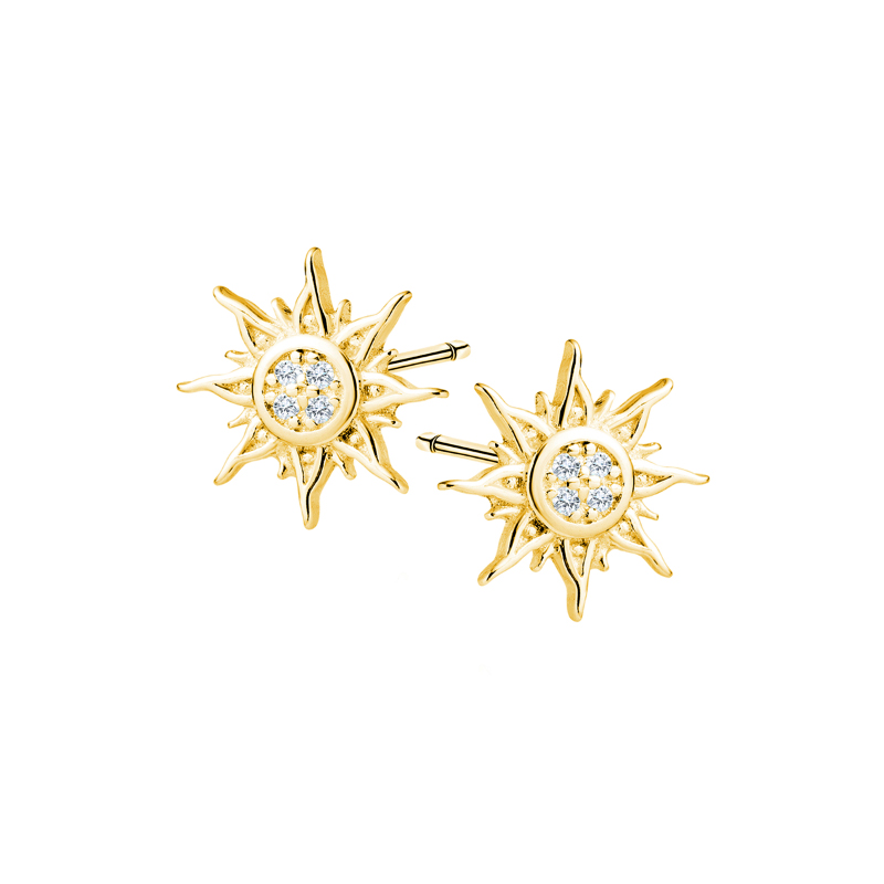 Kolczyki pozłacane słońce z cyrkonią Sztyft Kolczyki pozłacane słońce z cyrkonią Sztyft