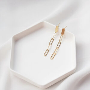 Kolczyki pozłacane wiszące ogniwa na sztyfcie