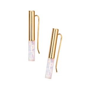 Kolczyki pozłacane z opalem syntetycznym – bigiel
