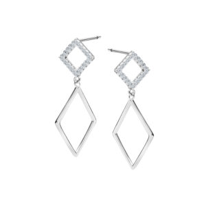 Kolczyki srebrne geometryczne z cyrkonią Sztyft