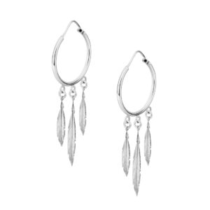 Kolczyki srebrne koła z kolekcji Bohema- pióra