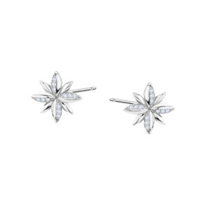 Kolczyki srebrne kwiatki z cyrkoniami na sztyfcie