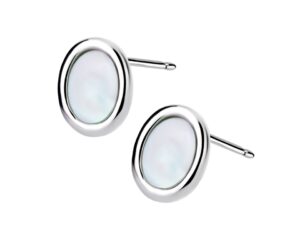 Kolczyki srebrne owalne z masą perłową na sztyft