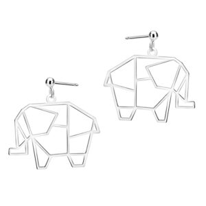 Kolczyki srebrne słonie z kolekcji Origami- sztyft