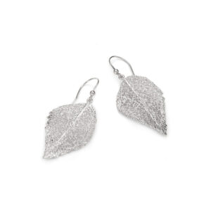 Kolczyki srebrne wiszące ażurowe liście Bigiel