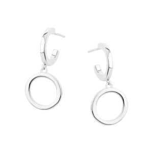 Kolczyki srebrne wiszace kólka na sztyfcie