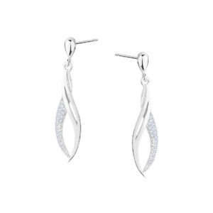 Kolczyki srebrne wiszące na sztyfcie z cyrkoniami