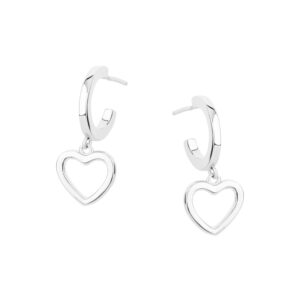 Kolczyki srebrne wiszące serca na sztyfcie