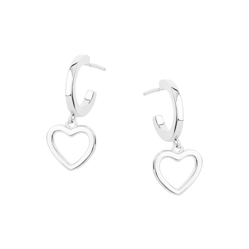 Kolczyki srebrne wiszące serca na sztyfcie Kolczyki srebrne wiszące serca na sztyfcie