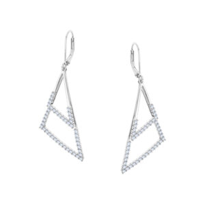 Kolczyki srebrne wiszące trójkąty z cyrkoniami