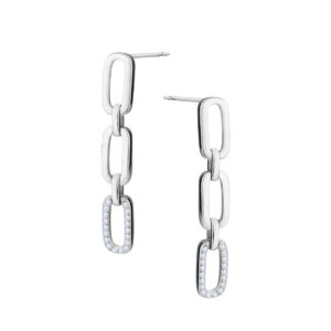 Kolczyki srebrne wiszące z cyrkoniami na sztyfcie