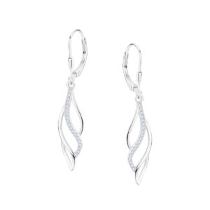 Kolczyki srebrne wiszące z cyrkoniami – lever back
