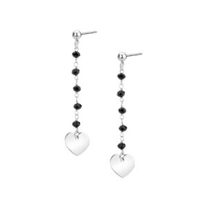 Kolczyki srebrne wiszące z czarną cyrkonią