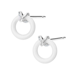 Kolczyki srebrne z ceramiką i cyrkoniami – sztyft