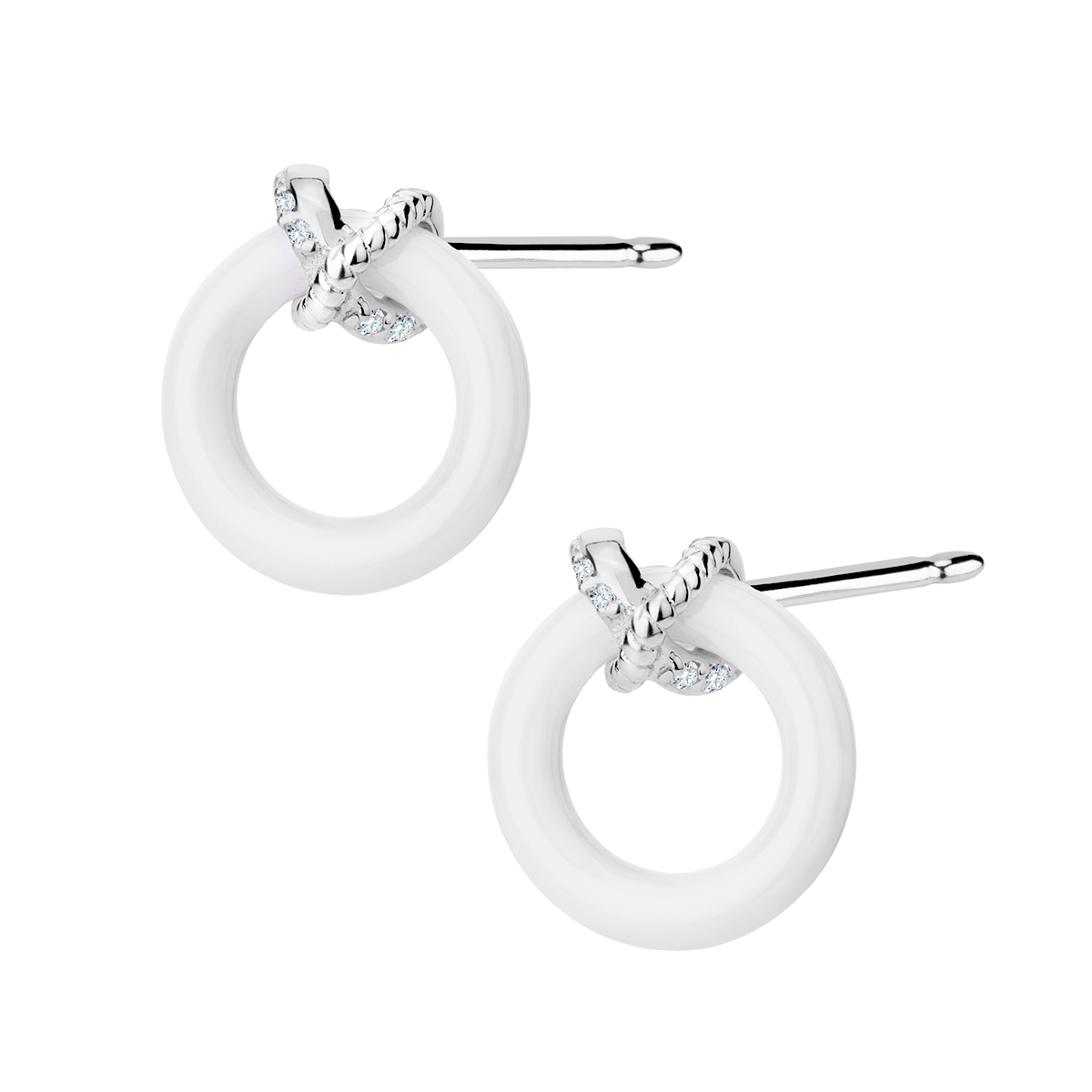 Kolczyki srebrne z ceramiką i cyrkoniami – sztyft Kolczyki srebrne z ceramiką i cyrkoniami – sztyft