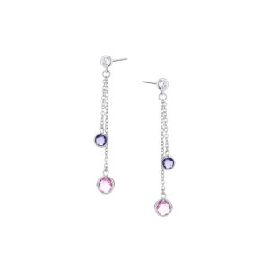 Kolczyki srebrne z cyrkoniami wiszące – sztyft