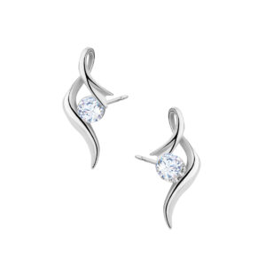Kolczyki srebrne z cyrkoniami – sztyft