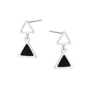 Kolczyki srebrne z czarną emalią – sztyft