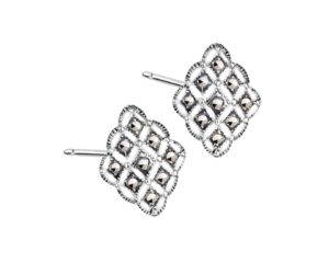 Kolczyki srebrne z markazytami na sztyfcie