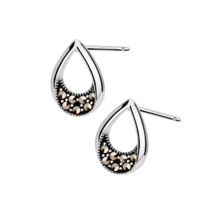 Kolczyki srebrne z markazytami na sztyfcie