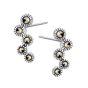 Kolczyki srebrne z markazytami- sztyft