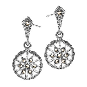 Kolczyki srebrne z markazytami wiszące – sztyft