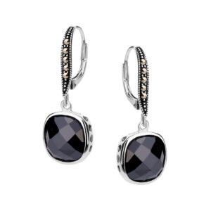 Kolczyki srebrne z markazytami – lever back