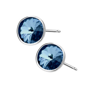 Kolczyki srebrne z niebieskim szkłem na sztyfcie