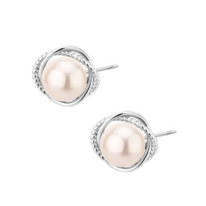Kolczyki srebrne z perłami na sztyfcie