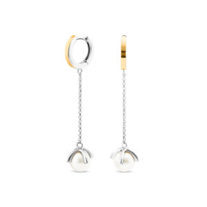 Kolczyki srebrne z perłami pokryte złotem pr. 375