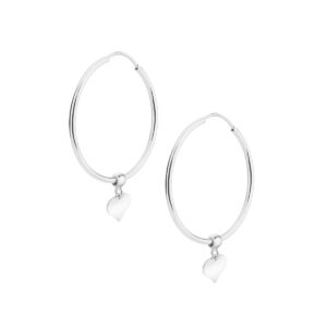 Kolczyki srebrne z sercem- koła